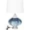 Blue Glass Gourd Style Base Table Lamp with Drum Shade 14" x 14" x 24"
